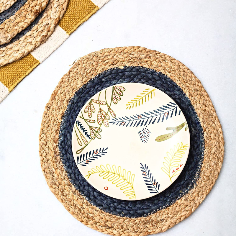 Ar Antique Rugs Round Handmade Braided Jute Placemats 30 Cm - Dining Table, Bed Side/Centre Table/Shelves
